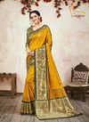 Orange Colour Latest Designer Fancy Wedding Wear Heavy Printed Banarasi Silk Sarees Collection 1004